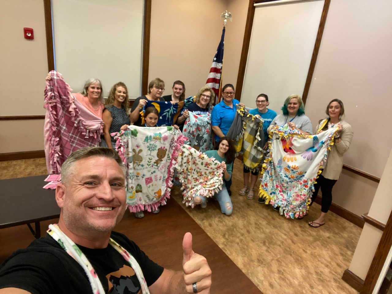 Members of the VFW Auxiliary helped make Baby Blankets for The Blue Star Mothers of Tampa Bay to bring to baby showers of military Families. 